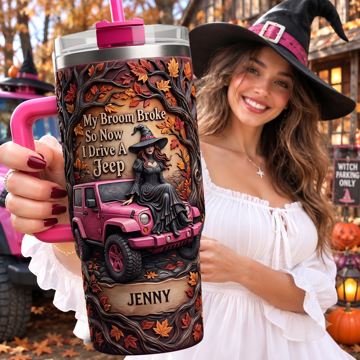 Witch Off-road Journey Colorful 40oz Tumbler With Handle - Personalized Gifts For Off-road Lovers 04hulu200826-Homacus