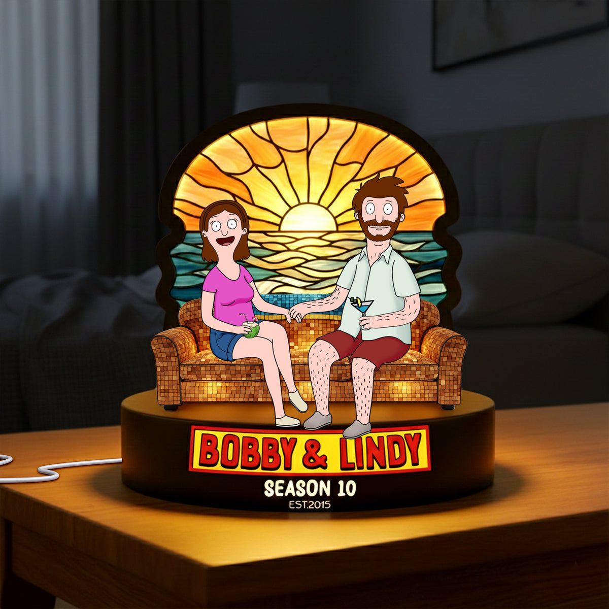 Beach Couple Light Box - Personalized Gifts For Couple Custom Shape Acrylic Light Box 05OHLU081225-Homacus