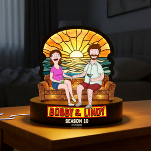 Beach Couple Light Box - Personalized Gifts For Couple Custom Shape Acrylic Light Box 05OHLU081225-Homacus
