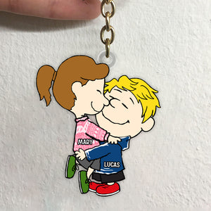 Personalized Gifts For Couple Keychain 03qhtn150724hhhg Cute Couple Embracing In Love-Homacus