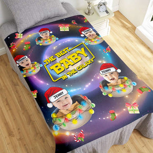 Custom Photo Gifts For Kids Fleece Blanket, Best Baby In The Galaxy 01TGMH051024-Homacus