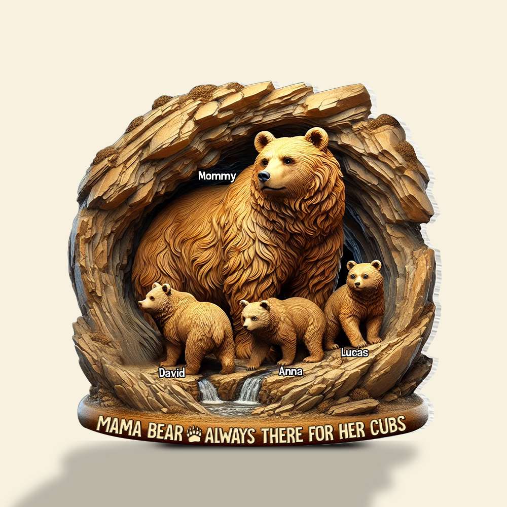 Mama Bear - Mom Plaque - Personalized Gifts For Mother 02TGTN250325-Homacus