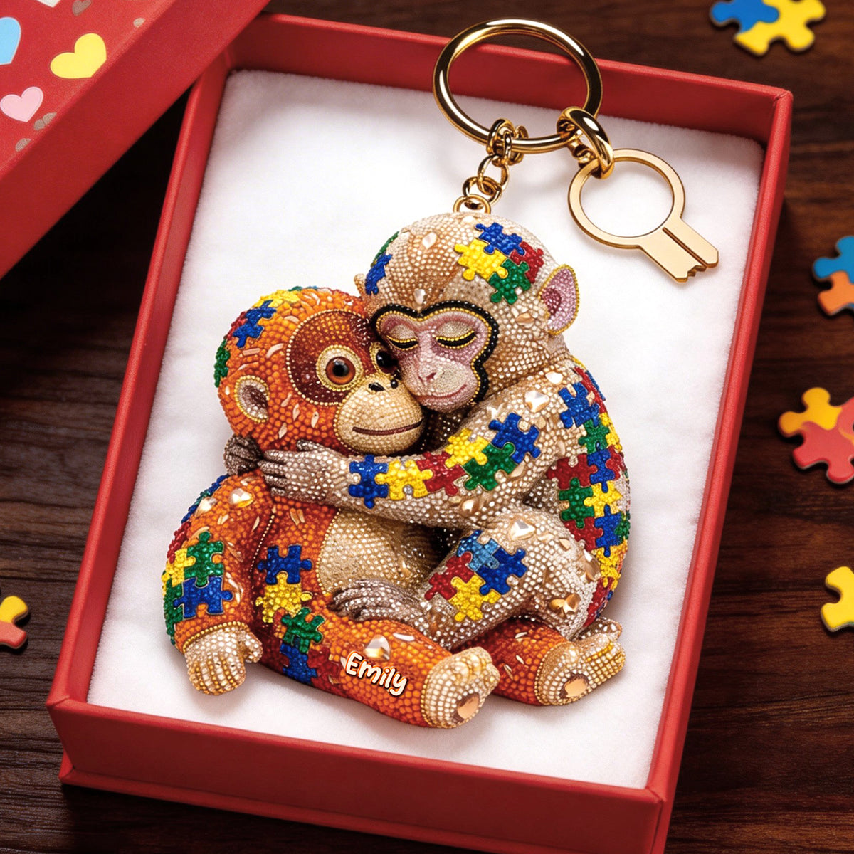 Autism Monkey Punch Keychain - Personalized Gift For Autism Mom 05naqn140326-Homacus