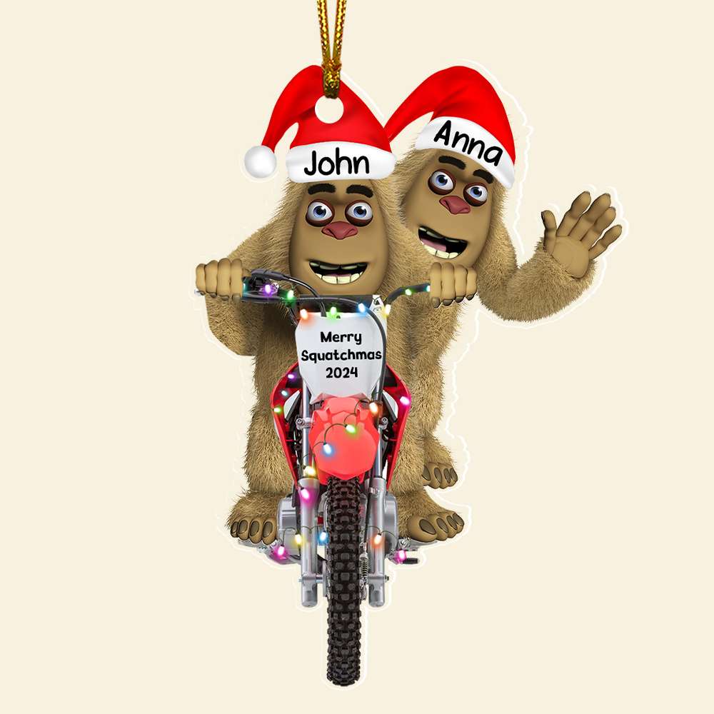 Personalized Gifts For Motocross Rider Christmas Ornament, Happy Bigfoot 02qhdt140924-Homacus