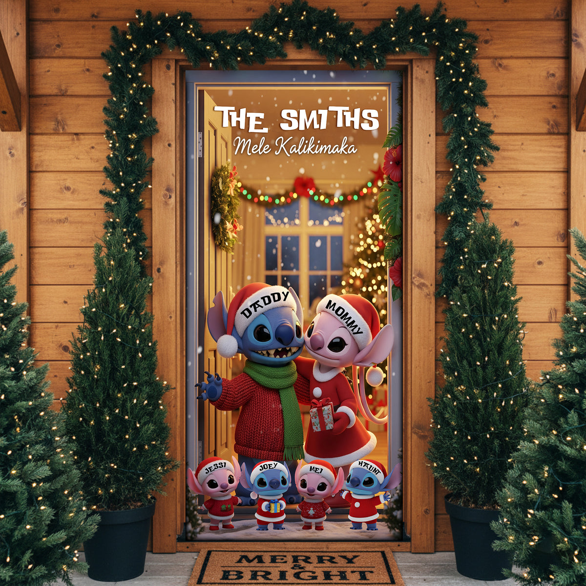 Blue Alien Family Door Cover - Personalized Gifts For Family 05PGLU061125-Homacus