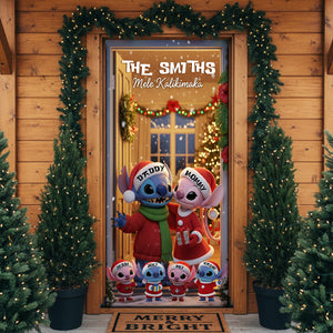 Blue Alien Family Door Cover - Personalized Gifts For Family 05PGLU061125-Homacus