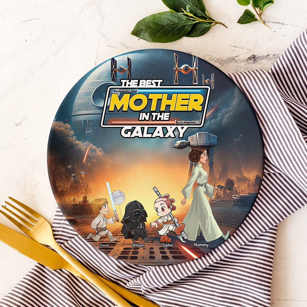 Galaxy Mom Ceramic Round Plate - Personalized Gift For Mom 05XQQN090425-Homacus