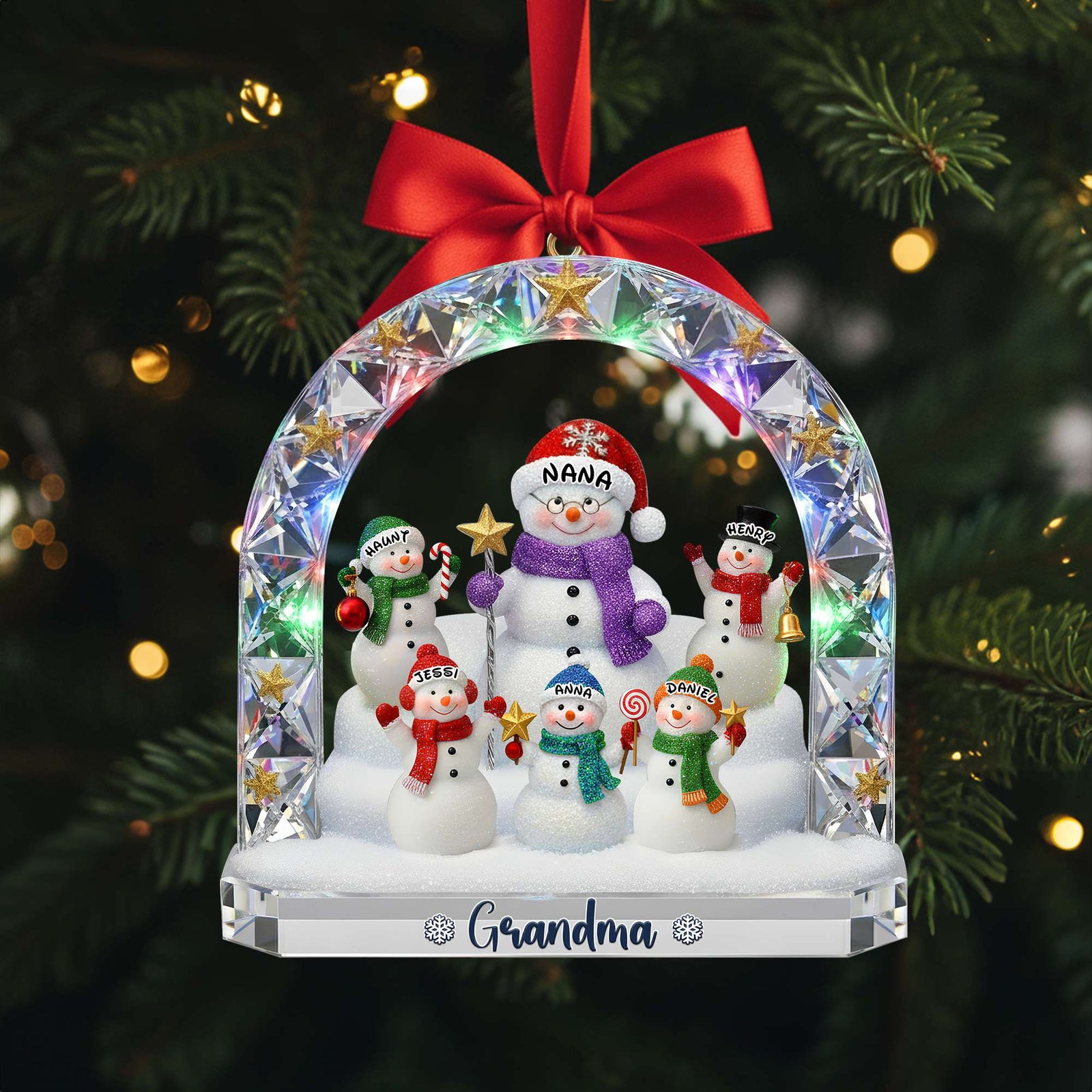 Grandma’s Snowman Family Ornament - Personalized Christmas Gift For Grandma 04TOLU250925-Homacus