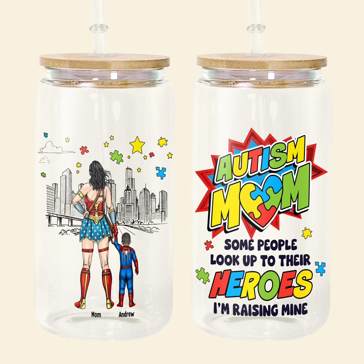 Personalized Gifts For Autism Mom Glass Can 01HUDT210225PA-Homacus