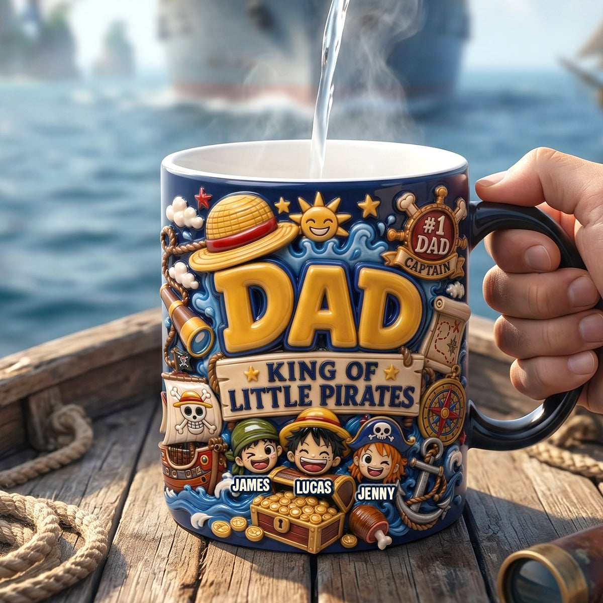 Adventure Captain Dad Magic Mug - Personalized Gift For Dads