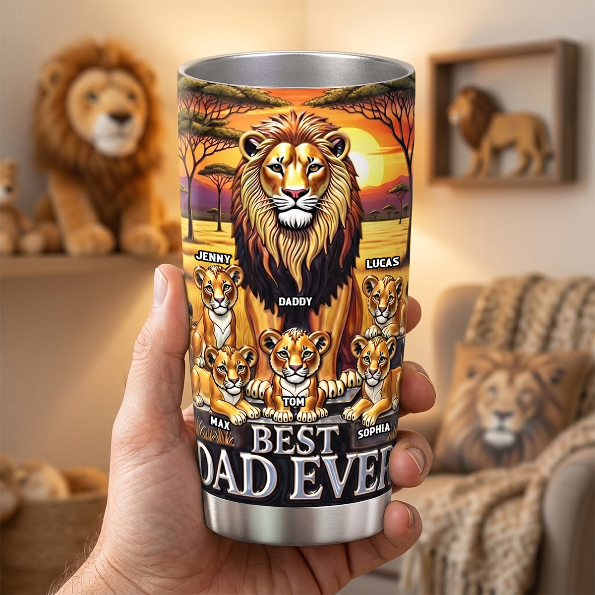 Lion Dad And Kid 20oz Tumbler - Personalized Gifts For Father's Day Tumbler 04TOTN050526-Homacus