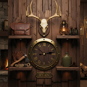 Rustic Hunting Acrylic Clock – Personalized Gifts For Hunting Lovers 05todt261225-Homacus