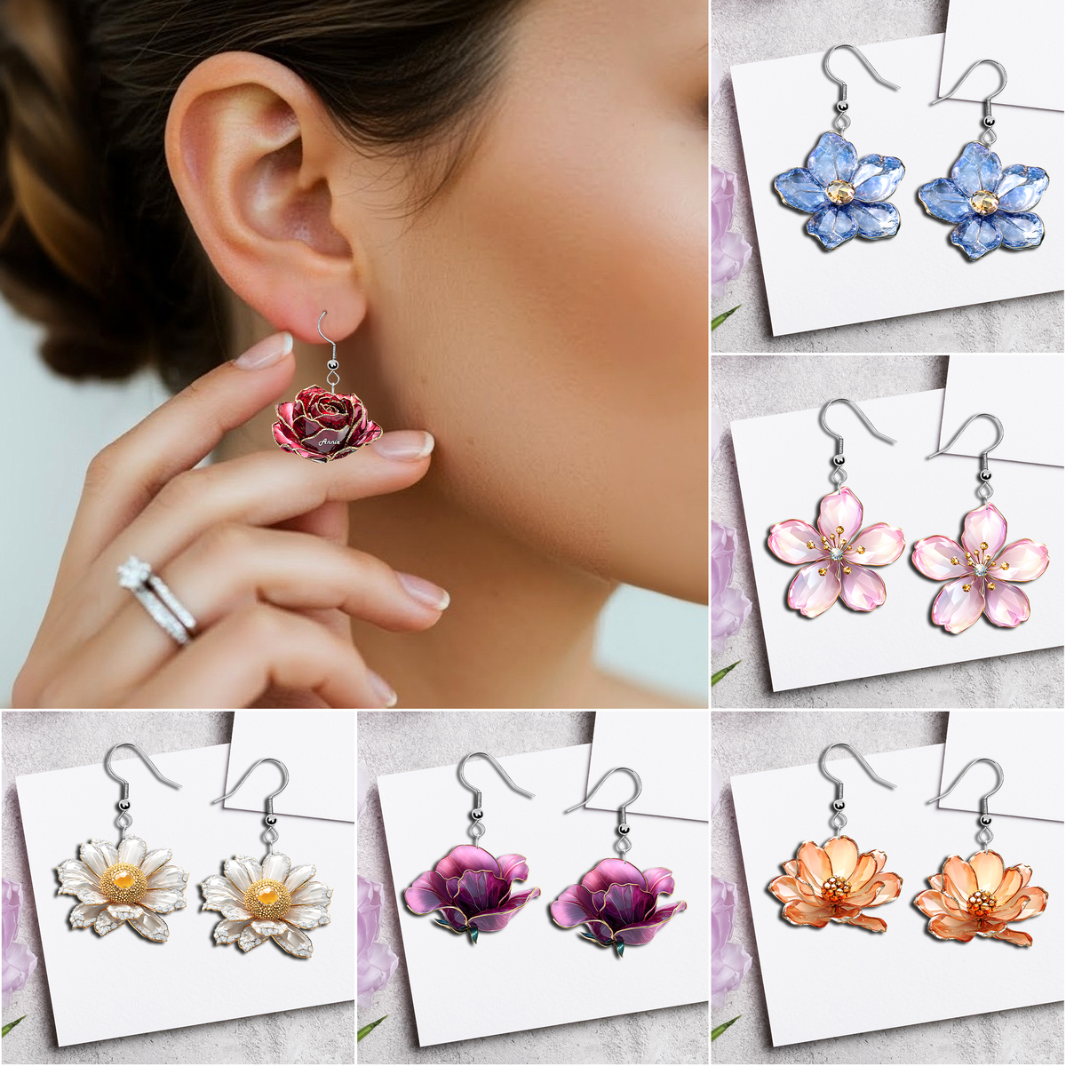Birth Month Flowers Earrings - Personalized Gift For Flower Lovers 04TGLU130625-Homacus