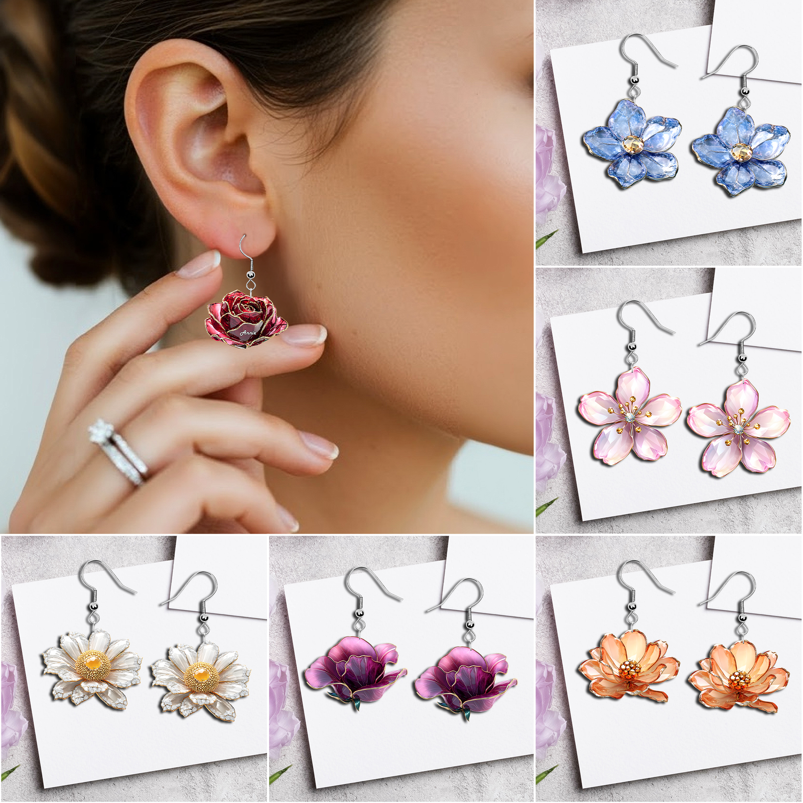 Birth Month Flowers Earrings - Personalized Gift For Flower Lovers 04TGLU130625-Homacus