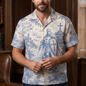 Knight Templar Toile De Jouy Hawaiian Shirt - Personalized Gifts For Christians 03natn170626