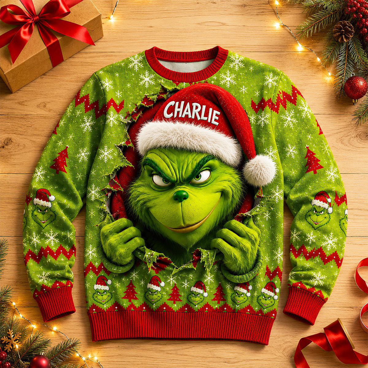 Mischievous Santa Hat Shirt Personalized Christmas Gifts 05OHDT170826-Homacus