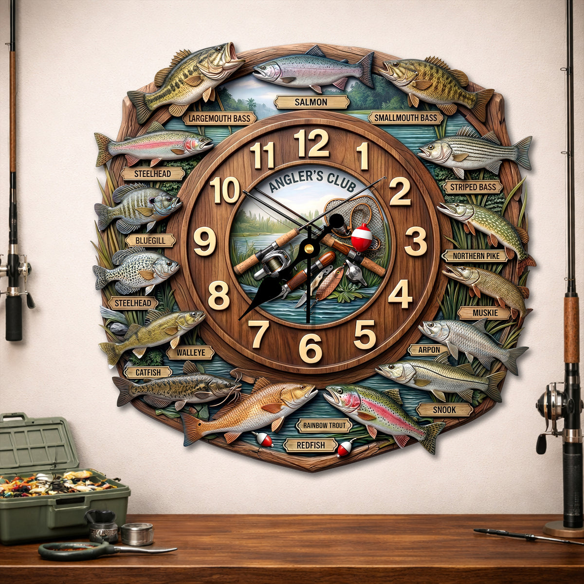 Fishing Lover Clock - Personalized Gifts For Fishing Lover Acrylic Hanging Wall Clock 01HULU250326-Homacus