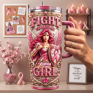 Strong Pink Woman 40oz Tumbler - Personalized Gifts For Cancer Awareness 05tytn260826