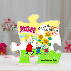 Personalized Gifts For Mom Shaped Acrylic Plaque Mom & Little Ones Holding Hand 02XQLU200125HH-Homacus