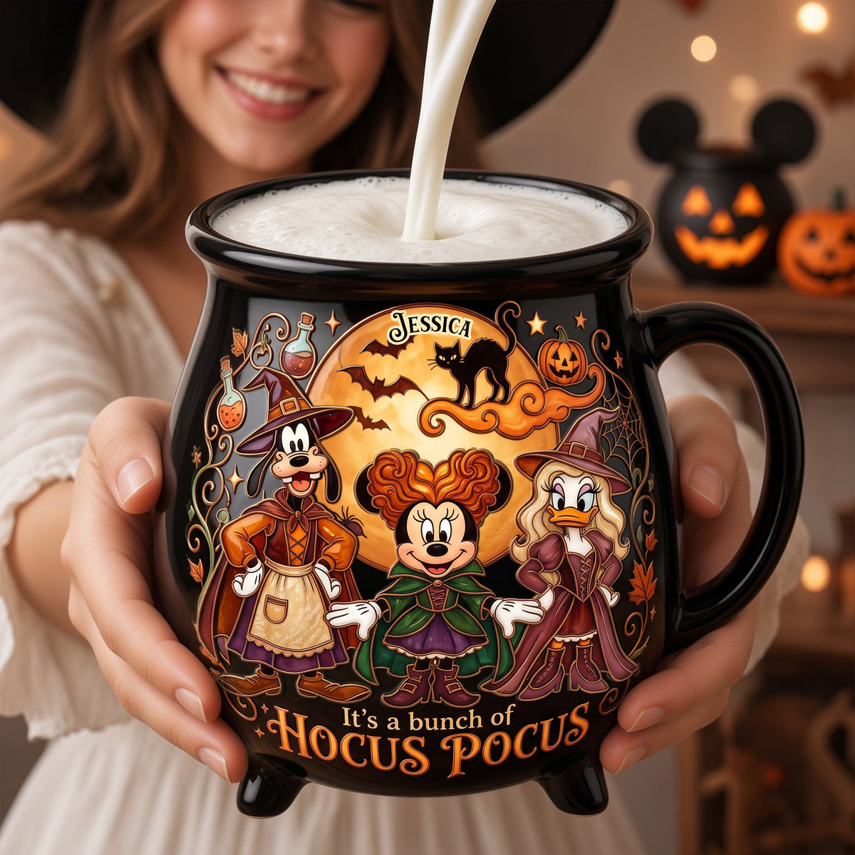 Macabre Spell Sisters Ceramic Cauldron Mug - Personalized Gifts 02palu180826-Homacus