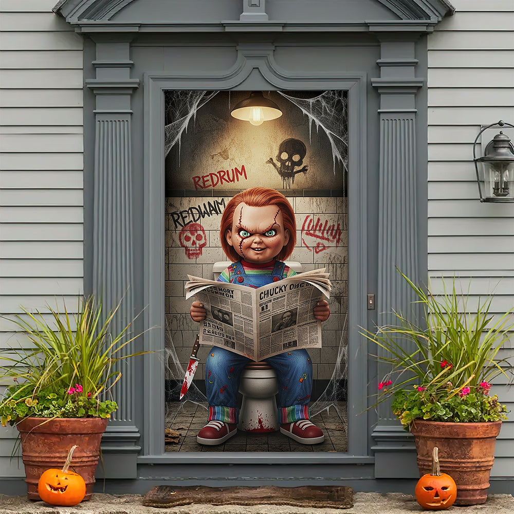 Creepy Toilet Scene Door Cover - Personalized Halloween Gifts For Horror Movie Fans 05hyqn190825-Homacus