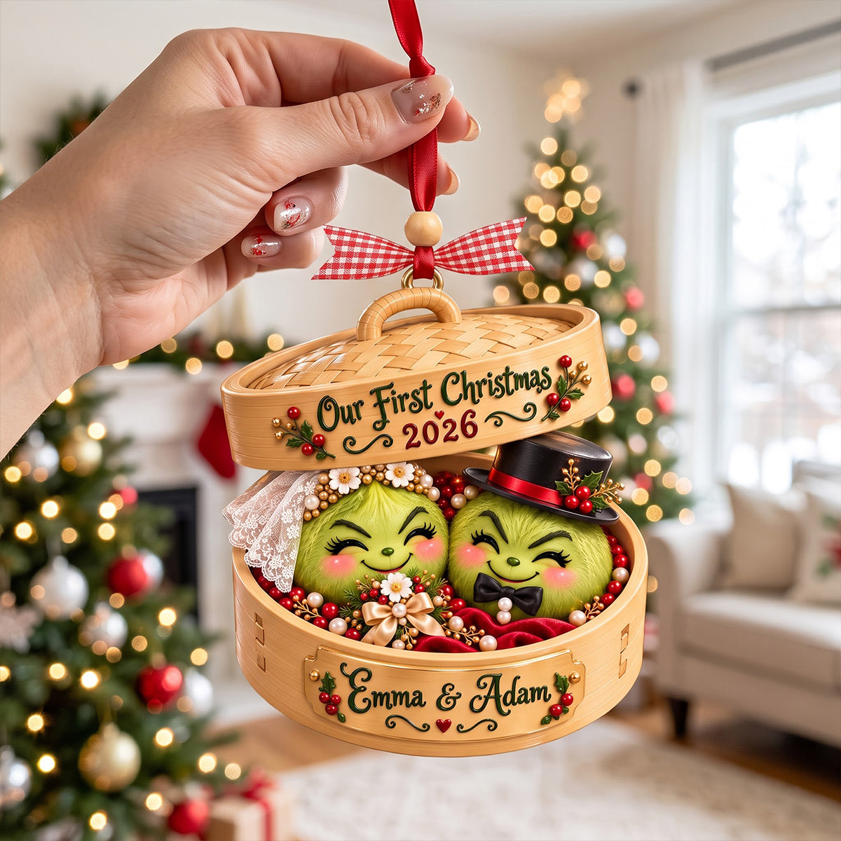 Our First Christmas Dumpling Couple Ornament - Personalized Gifts For Couple 05TOTN191026-Homacus