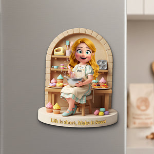 Sweet Baking Girl Fridge Magnet - Personalized Gift For Bakers 01PGTA061225-Homacus