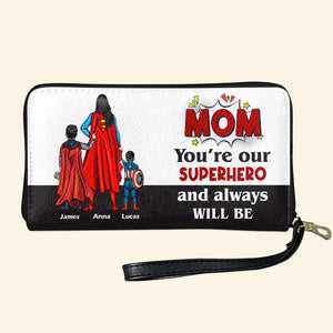 Personalized Gifts For Mom Leather Wallet 06natn170325pa You're Our Superhero And Always Will Be-Homacus