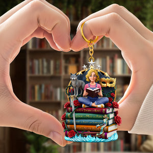 Enchanted Book Stack Keychain - Personalized Gift For Book Lovers 05HUQN200126-Homacus