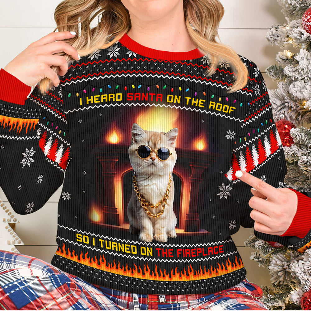 Custom Photo Christmas Ugly Sweaters, Fireplace & Led Christmas Lights 02TGQN121024-Homacus