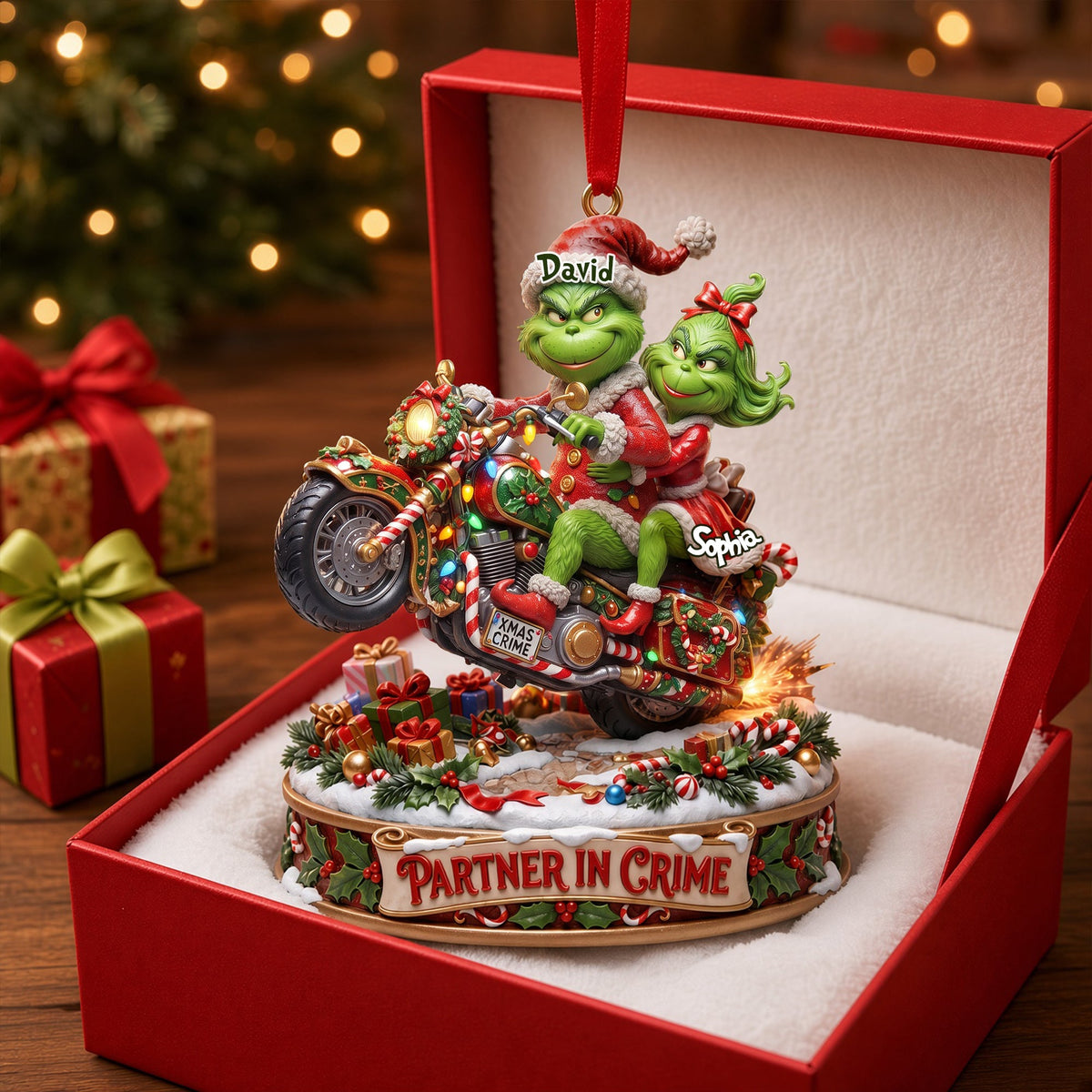 Monster Riding Couple Ornament - Personalized Gifts For Couple Christmas Ornament 06TYLU170826-Homacus