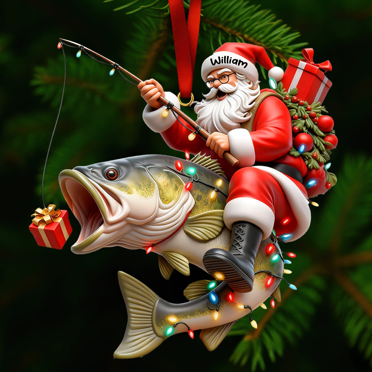 Badass Fishing Santa Acrylic Ornament, Personalized Gifts For Fishing Lovers 02qhqn311025-Homacus