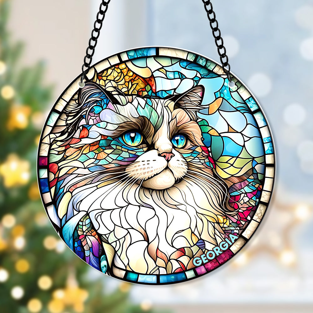 Personalized Gifts For Cat Lover Suncatcher Ornament 01KAQN280824-Homacus