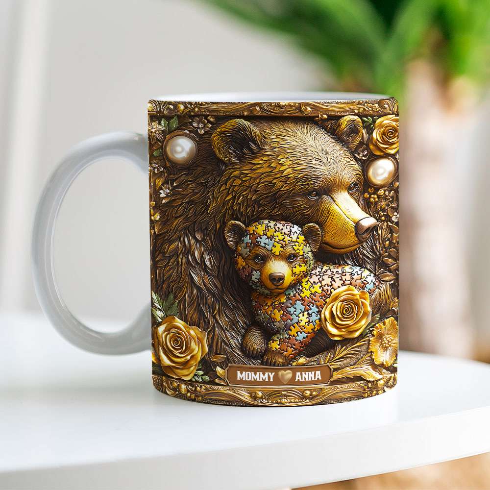 Personalized Gifts For Mom Coffee Mug, Autism Mama Bear 02TGMH240225-Homacus