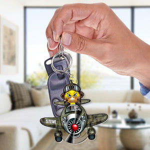 Gift For Fighter Pilot, Personalized Keychain, Duck Keychain 03hupo080723-Homacus