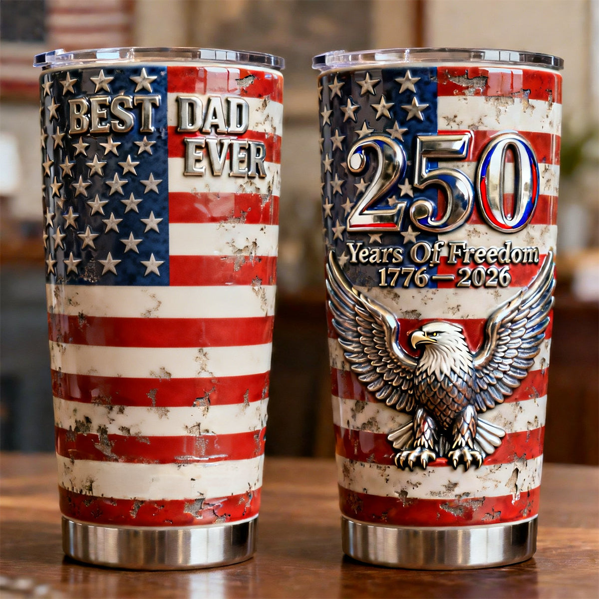 Proud American 250th Anniversary Tumbler - Personalizeed Gift For Dad 04NATN020326-Homacus
