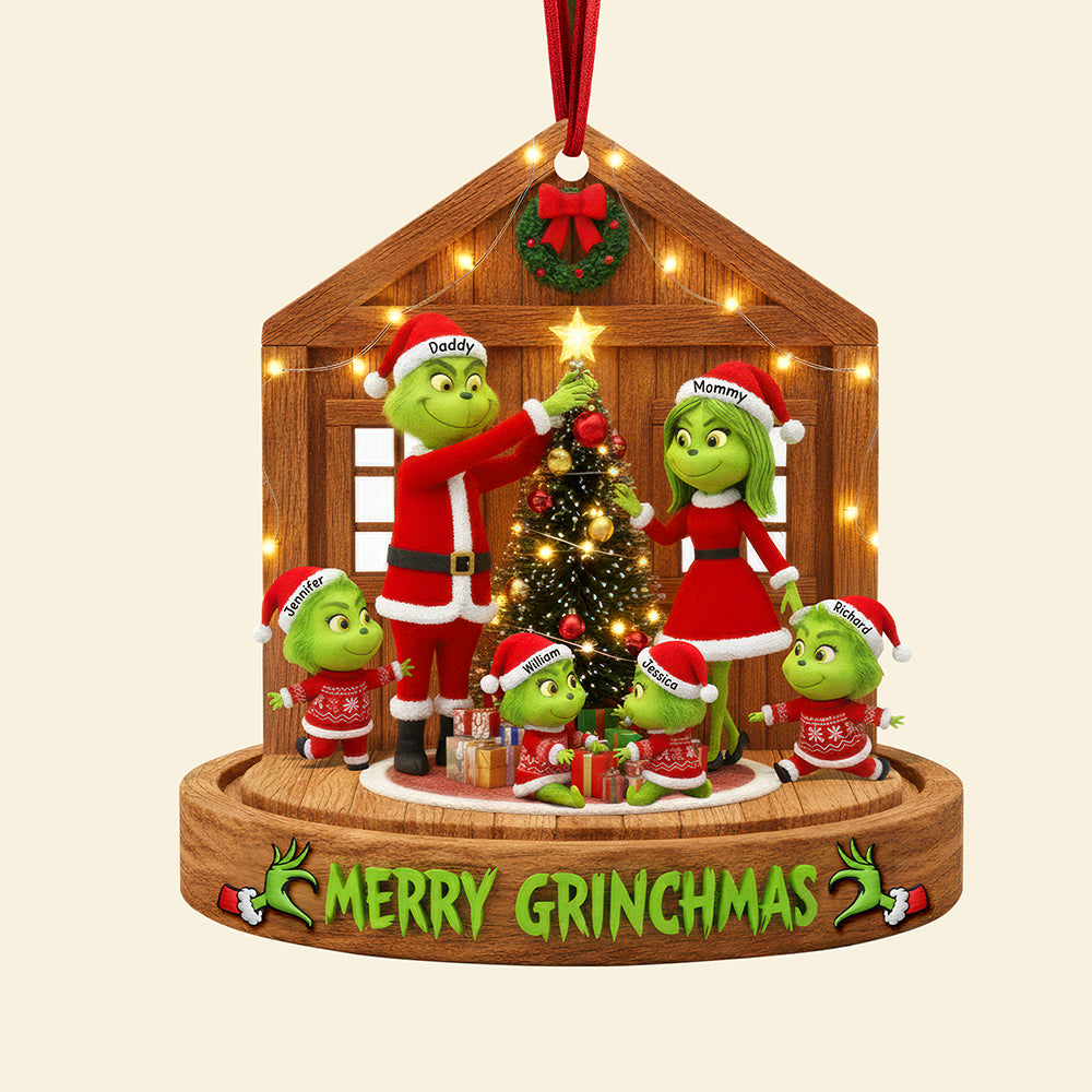 Fun Green Family Christmas Ornament, Personalized Gifts For Family 01qhqn180925-Homacus