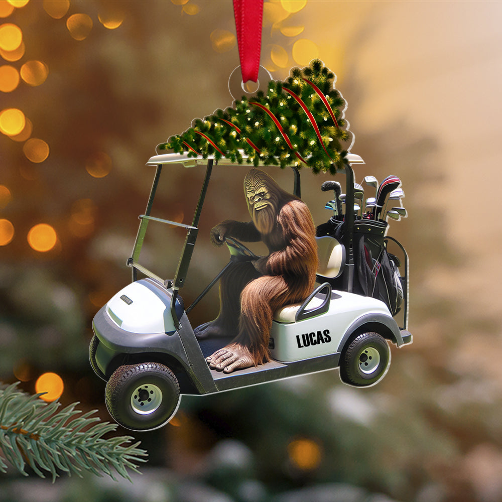 Personalized Gifts For Golfer Christmas Ornament, Bigfoot Riding Golf Cart 04QHTN240924-Homacus