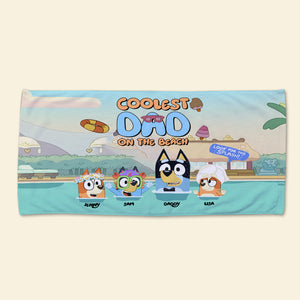 Personalized Gifts For Dad Beach Towel 02KAMH230524 Dog Dad On The Beach-Homacus