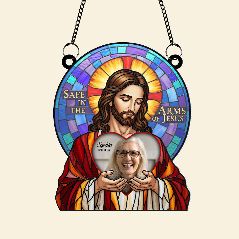 Save In The Arm Of Jesus Custom Photo Heaven Gifts For Family Suncatcher Ornament 02natn190625-Homacus