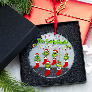 Stocking Family Ornament - Green Monster Kids - Personalized Gifts For Family-Homacus