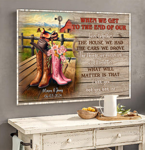 Personalized Gift For Cowboy Couple Wall Art, Cowboy Boots On Western Farm Canvas 03QHMH131224-Homacus