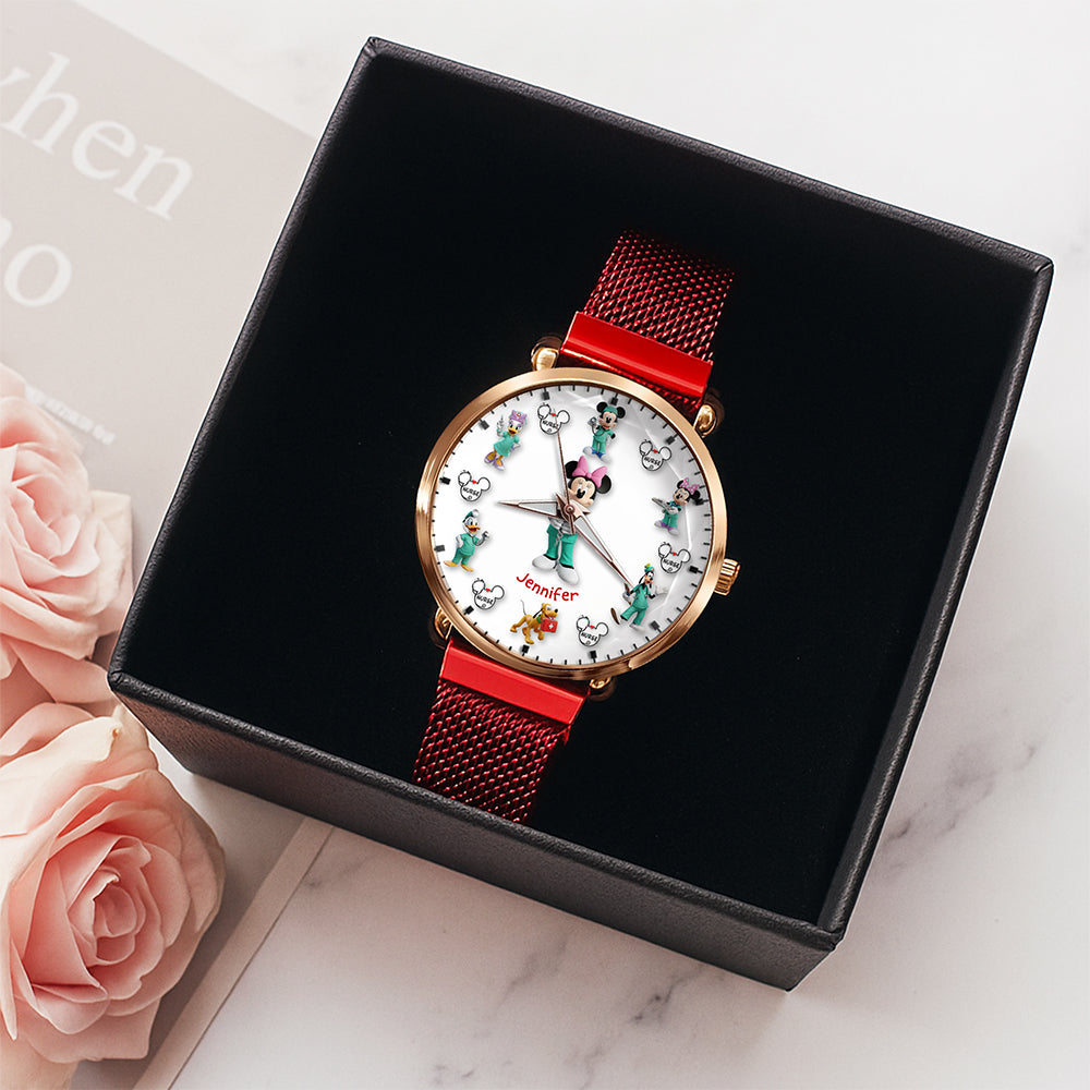 Cartoon Character Mesh Strap Quartz Watch – Personalized Gifts for Nurse 01naqn170725-Homacus