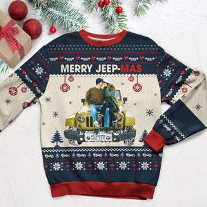 Custom Photo Gifts For Couple Christmas Knitted Ugly Sweater Off Road Couple 01ACQN021024-Homacus