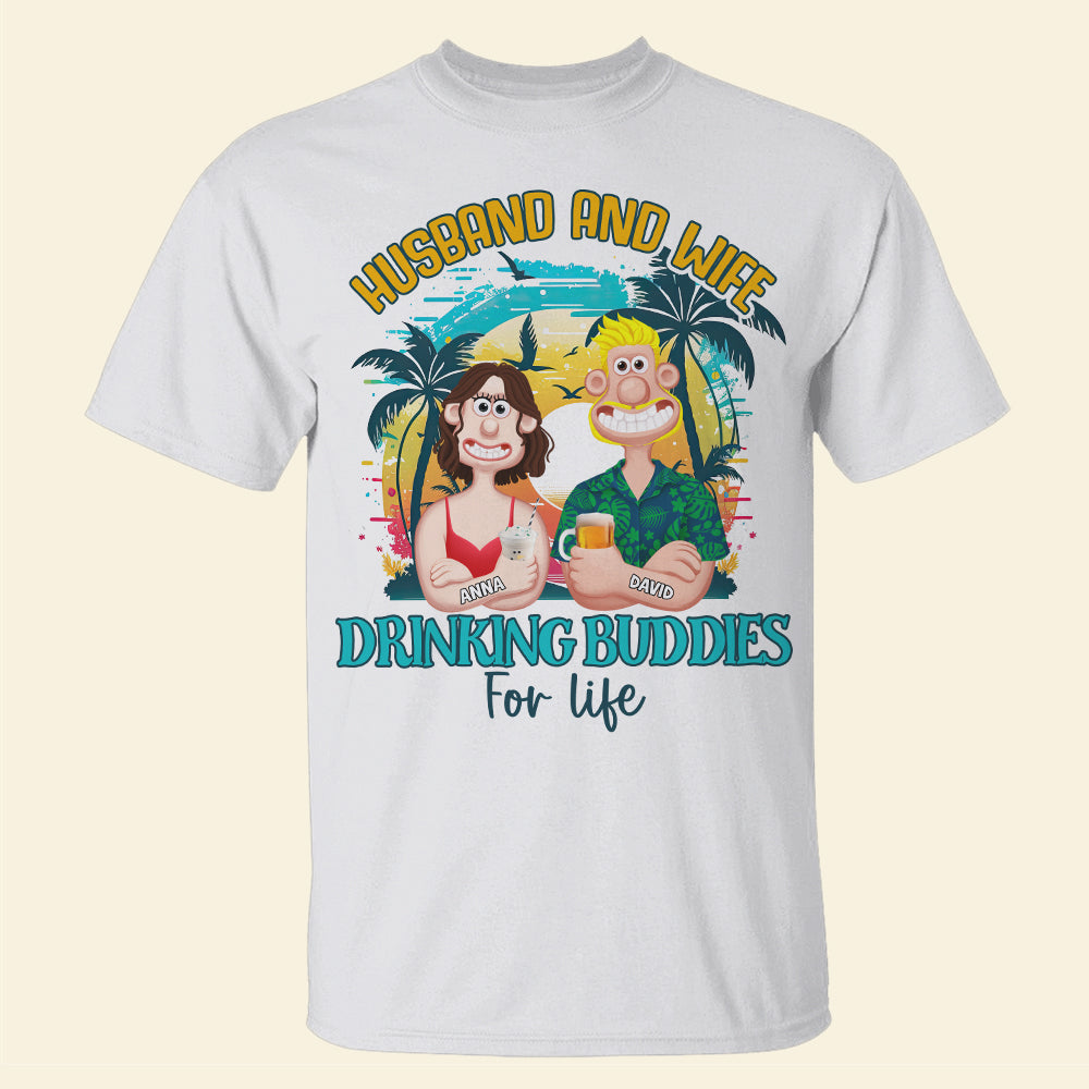 Personalized Gifts For Couple Shirt 04xqtn150225pa Husband And Wife - Drinking Buddies For Life-Homacus