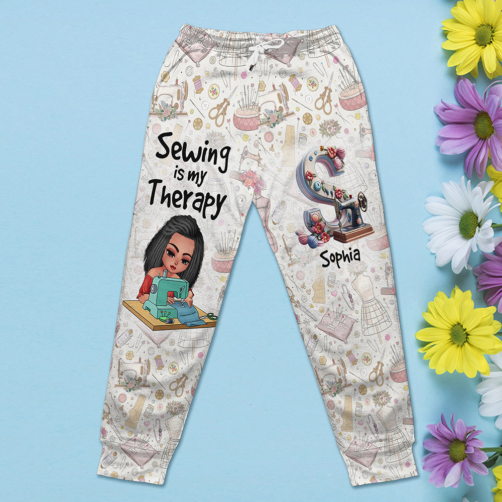 Personalized Gifts For Sewing Lovers 3D Sweatpants Custom Alphabet Letter-Homacus