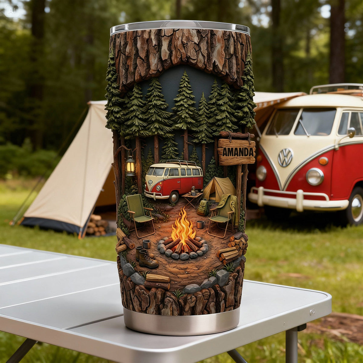 Campfire Adventure 20oz Tumbler - Personalized Gift For Camping Lovers 05KILU301225-Homacus