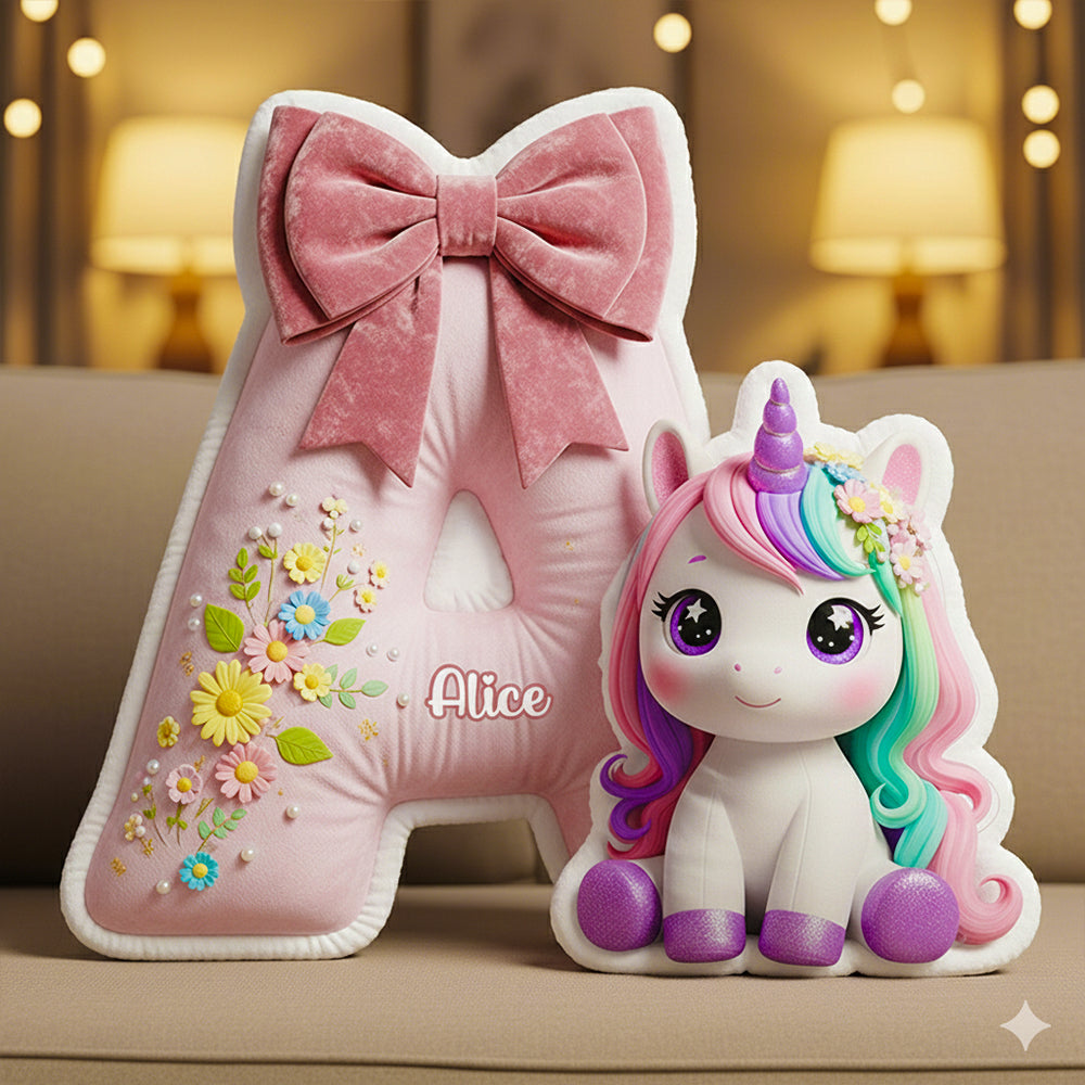 Unicorn Custom Shape Pillow Personalized Gifts For Kid 05PGDT171125-Homacus