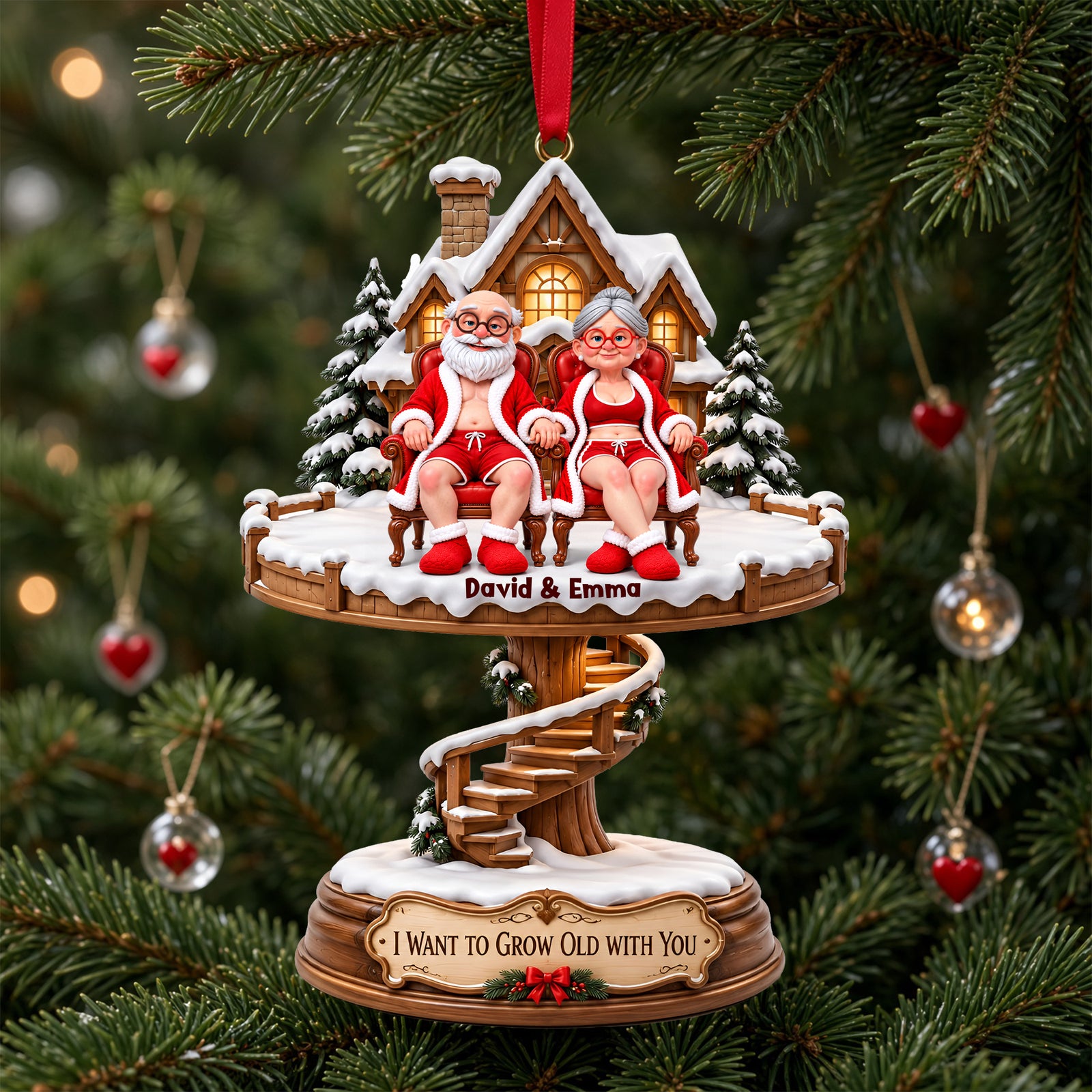 Lovely Old Couple Acrylic Ornament - Personalized Christmas Gifts For Couples 04ohlu131026-Homacus