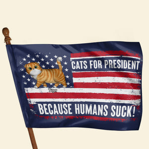 Personalized Gifts For Cat Lovers House Flag 01natn090724 Funny Vote For Cats Politics Election 2024-Homacus